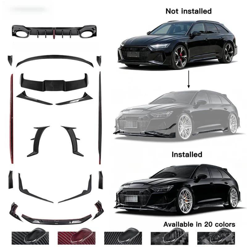 High Quality Karbel Dry Carbon Fiber Tuning Kit Front Lip Side Skirt Fender Canard Diffuser Rear Roof Spoiler Accessories For RS