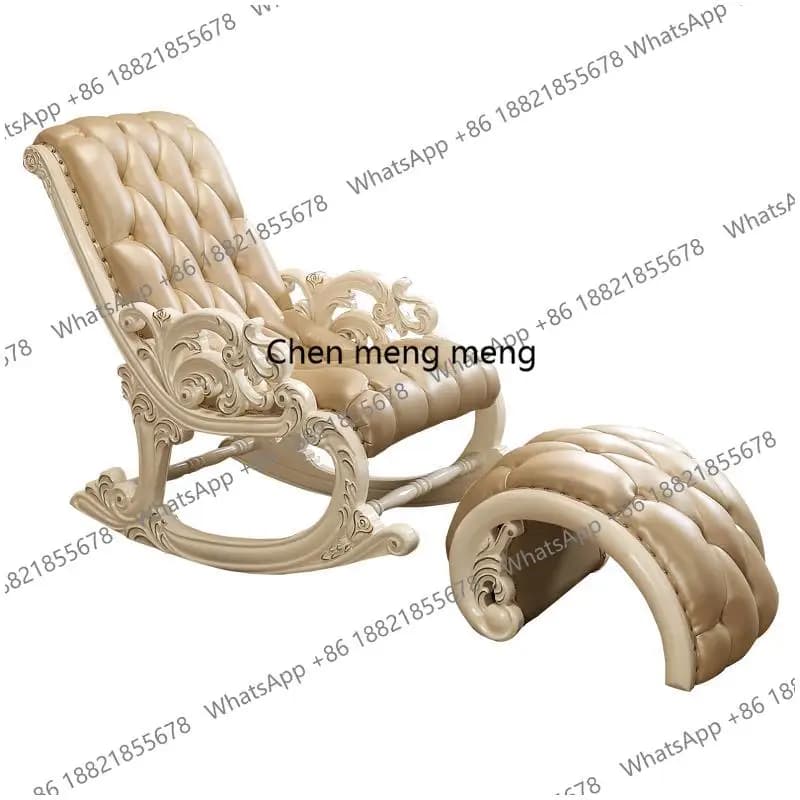 European-style all-solid wood rocking recliner bedroom first floor leather living room single sofa leisure chair