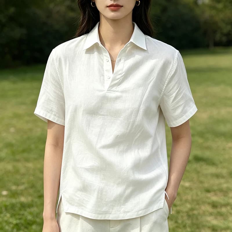 2026 Summer New Style Synthetic Hemp Polo Shirt Jacket Long-Sleeved Shirt for Big Size Hooded Casual Shirt for Students and Teen