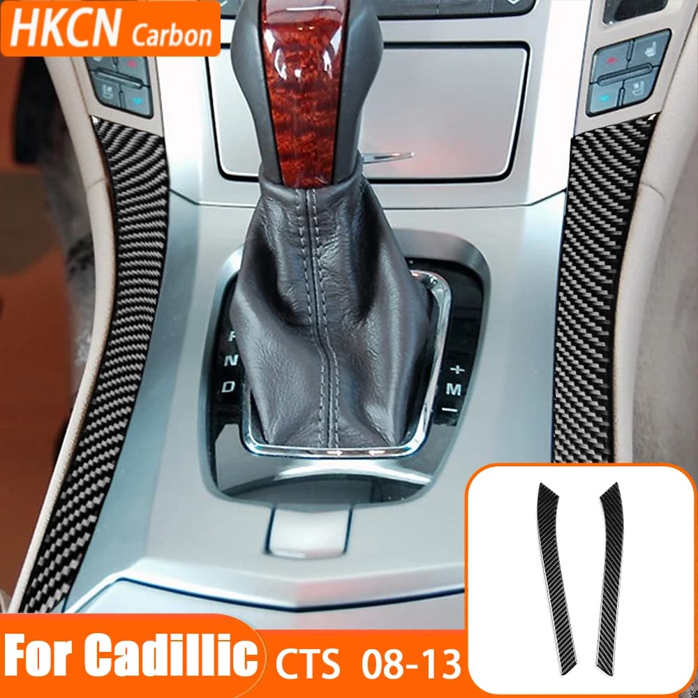 For Cadillac CTS 2008—2013 Carbon Fiber Gear Shift Console Outer Strips Car Accessories Interior Cover Trim Sticker Modification