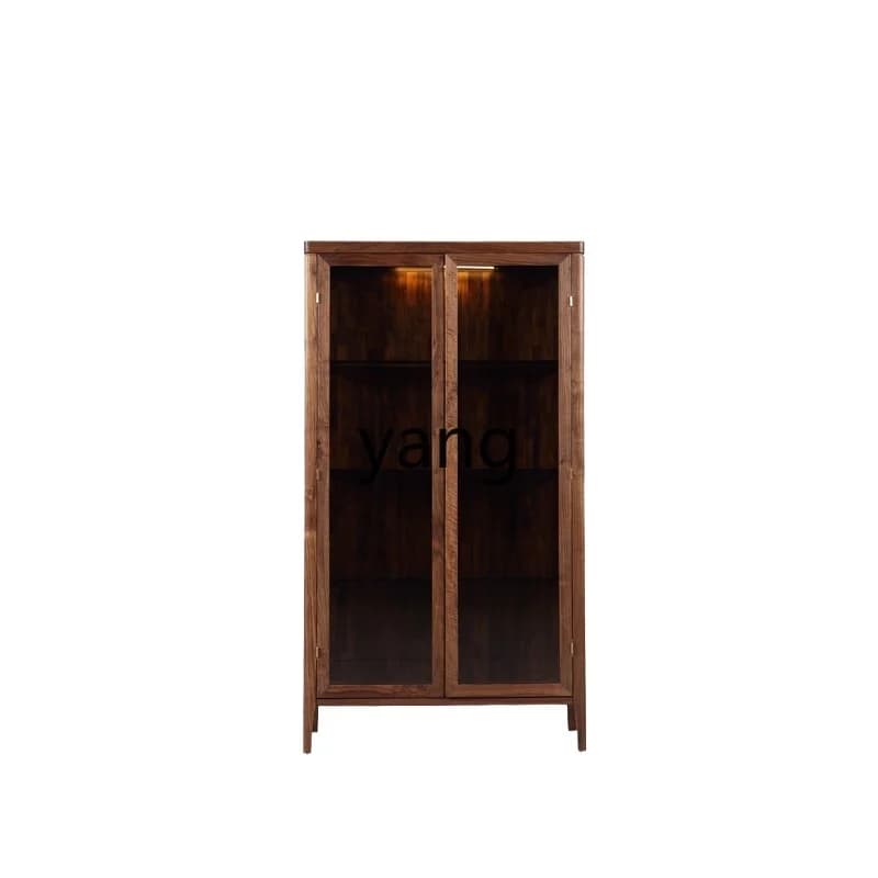 LH  modern simple all-solid wood glass hall cabinet dining room wine cabinet living room display side cabinet
