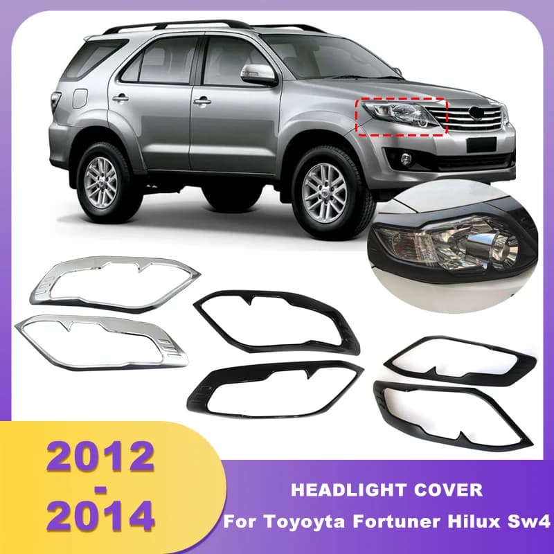 ABS Chrome Headlight Cover Head Lamp Hoods Car Accessories For Toyoyta Fortuner Hilux Sw4 2012 2013 2014