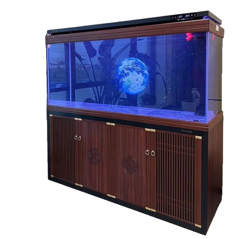 Ultra-white glass large dragon fish tank water-free living room household entrance partition