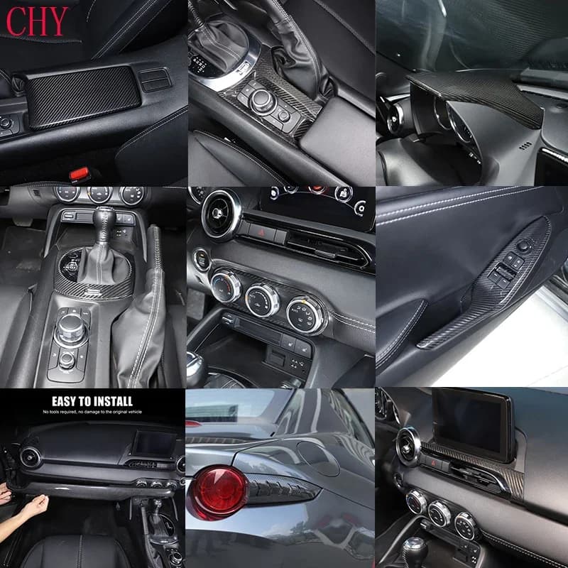 Real Carbon Fiber For Mazda MX-5 MX5 ND 2016-2025 Car dashboard center console gear panel decorative cover sticker interior kit