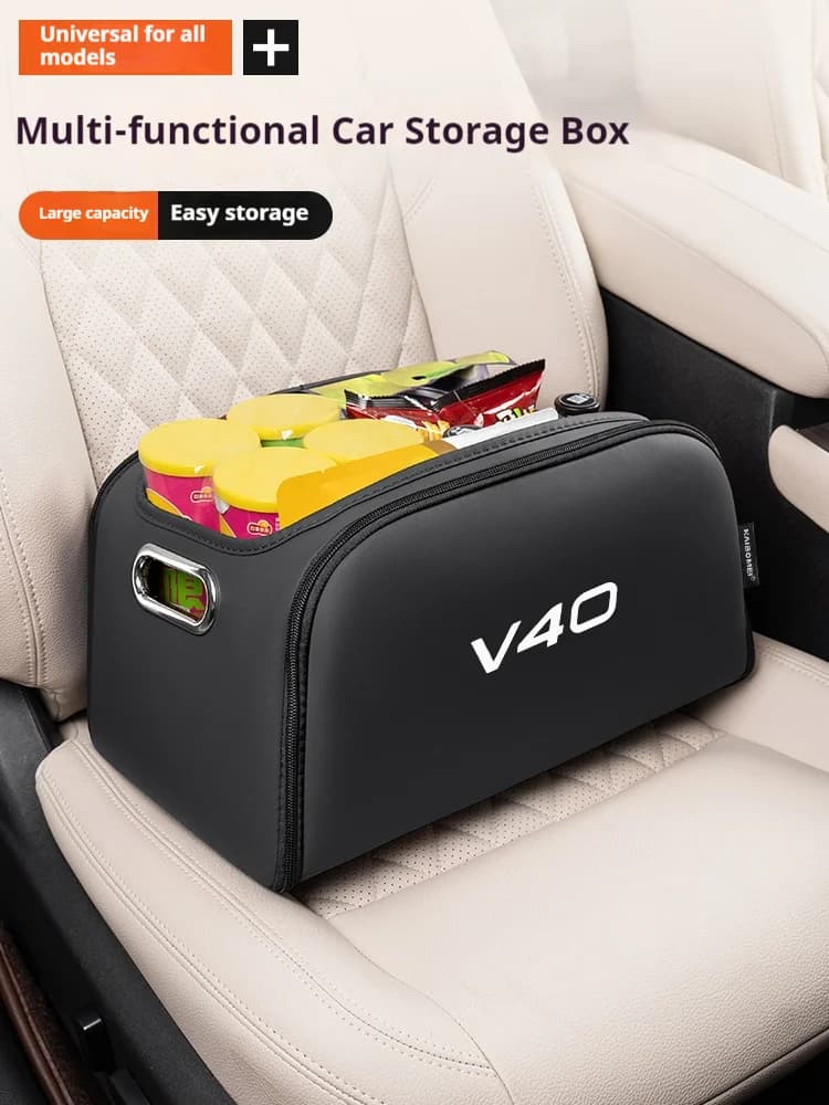 Car Trunk Organizer Box Storage Bag with Built-in Pocket Leather Material Waterproof Anti For Volvo V40 V50 V60 V70 V90