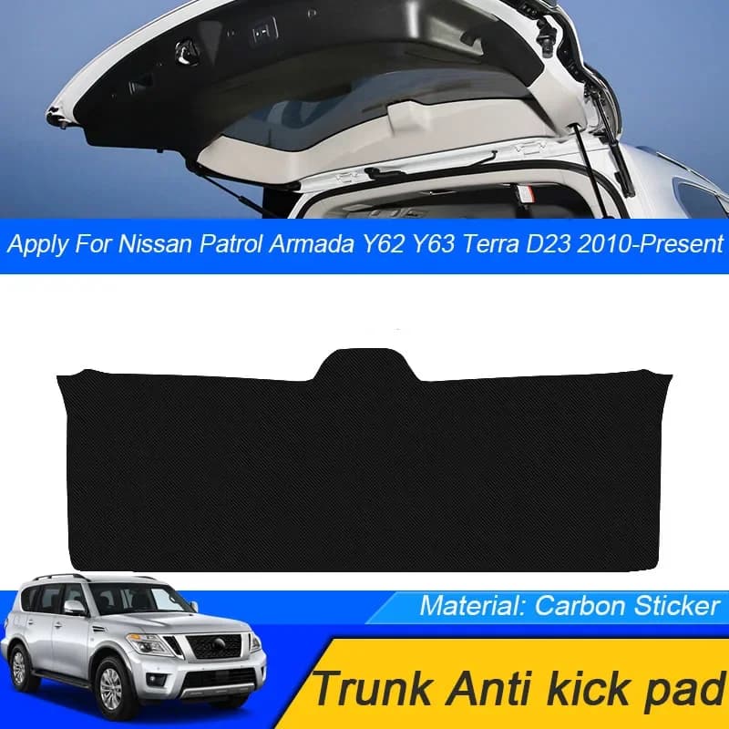 For Nissan Patrol Armada Y62 Y63 Terra D23 2010-PresentCar Anti-kick Carbon Trunk Pad Weather Dustproof Protect Tailgate Sticker