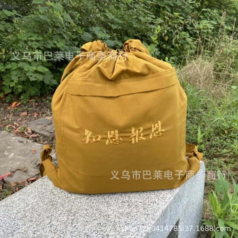 Canvas Backpack Buddhist Monk Storage Bag Gratitude Travel Backpack