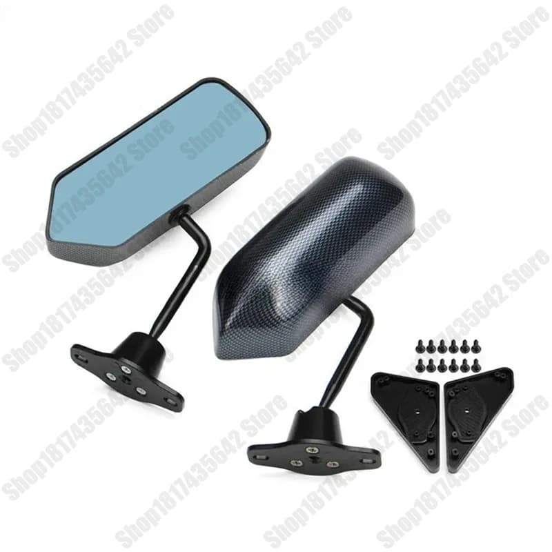 Universal 2pcs Mirror Carbon Fiber Look Car Rearview Mirror Retro Bullet Shape Wing Mirror for SUV Sedan Tu