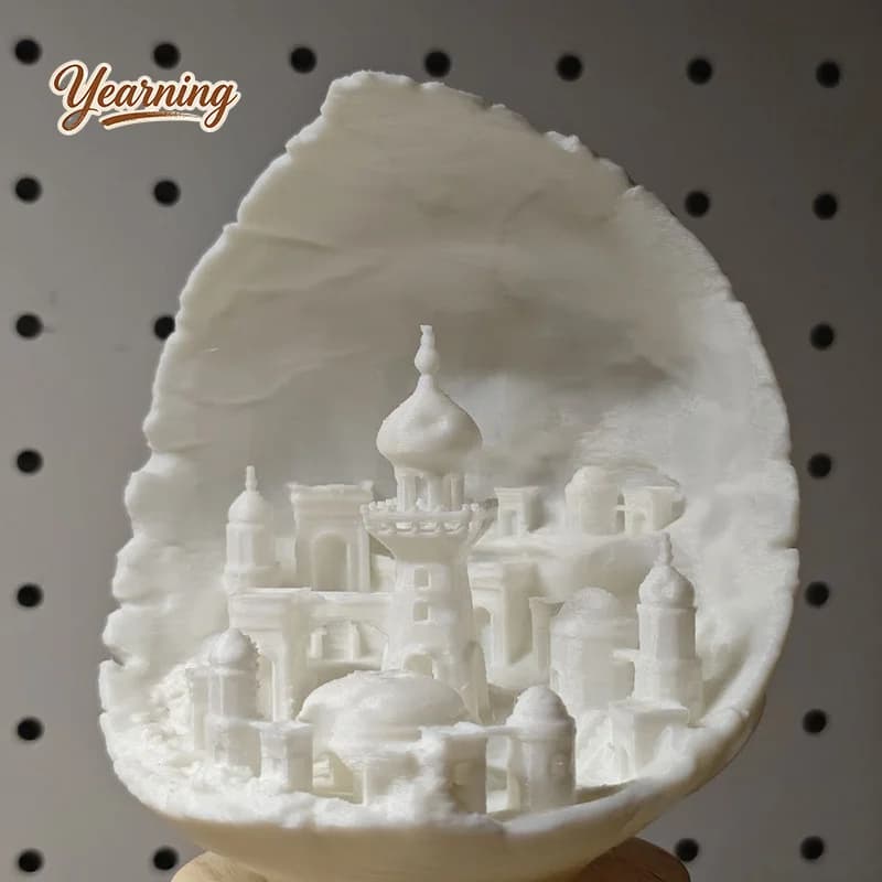 3D Printed Moon Shape Middle East Castle Miniature Model Creative Desktop Ornament