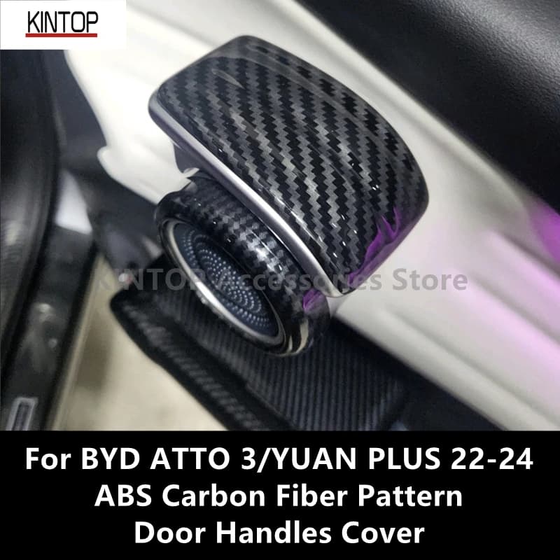 For BYD ATTO 3/YUAN PLUS 22-24 ABS Carbon Fiber Pattern Door Handles Cover Decorative Stickers Interior Modification Accessories