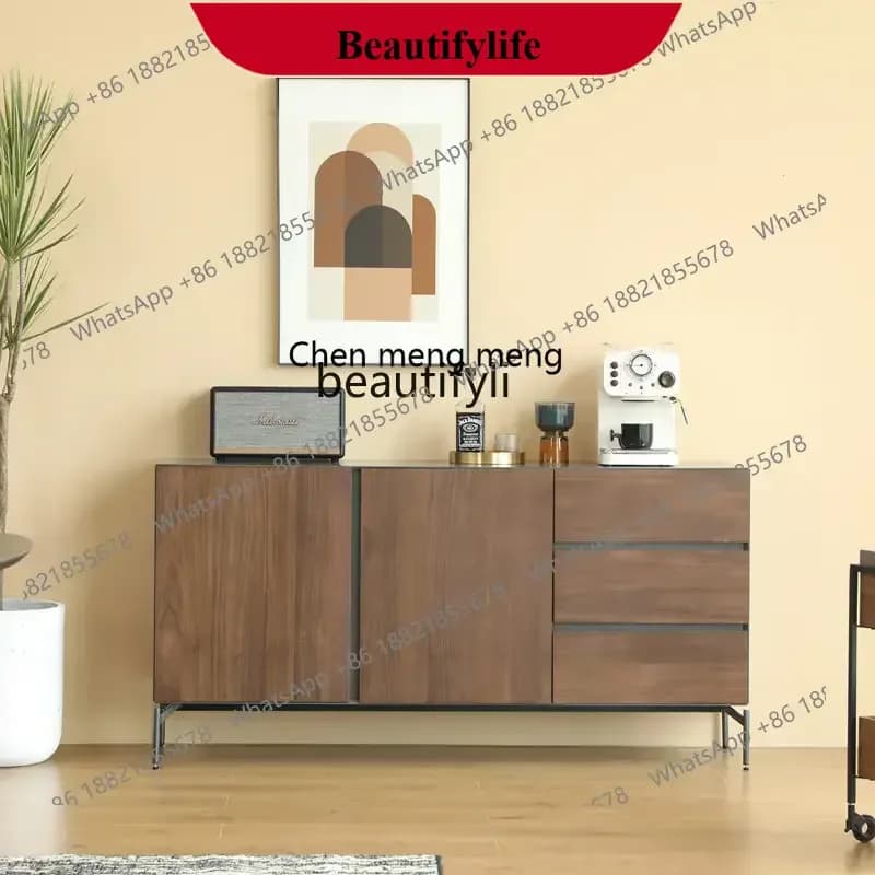 D178 Y yj Modern Minimalist Sideboard Cabinet Light Luxury Narrow Wall Walnut Sideboard Cabinet