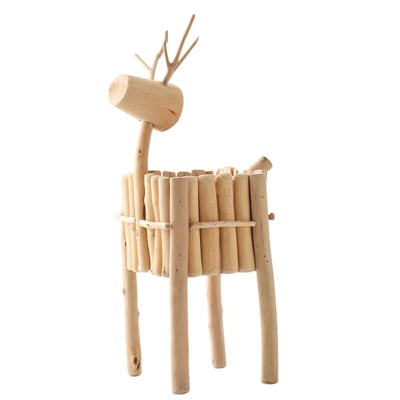 Log deer flower pot, kindergarten environment arrangement, homestay window ornament, garden garden decoration, landscaping