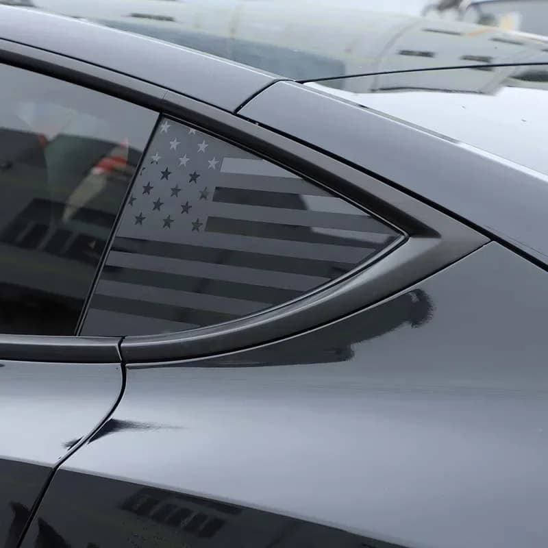 For Tesla Model Y PVC Material Rear Triangle Glass Decorative Sticker American Flag Style Car Exterior Modification