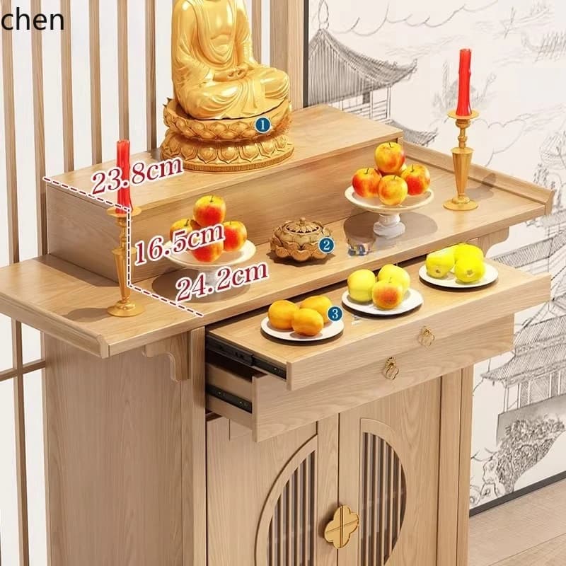 YFY  solid wood altar buddha table with cabinet for home altar cabinet worship table god of wealth bodhisattva cabinet