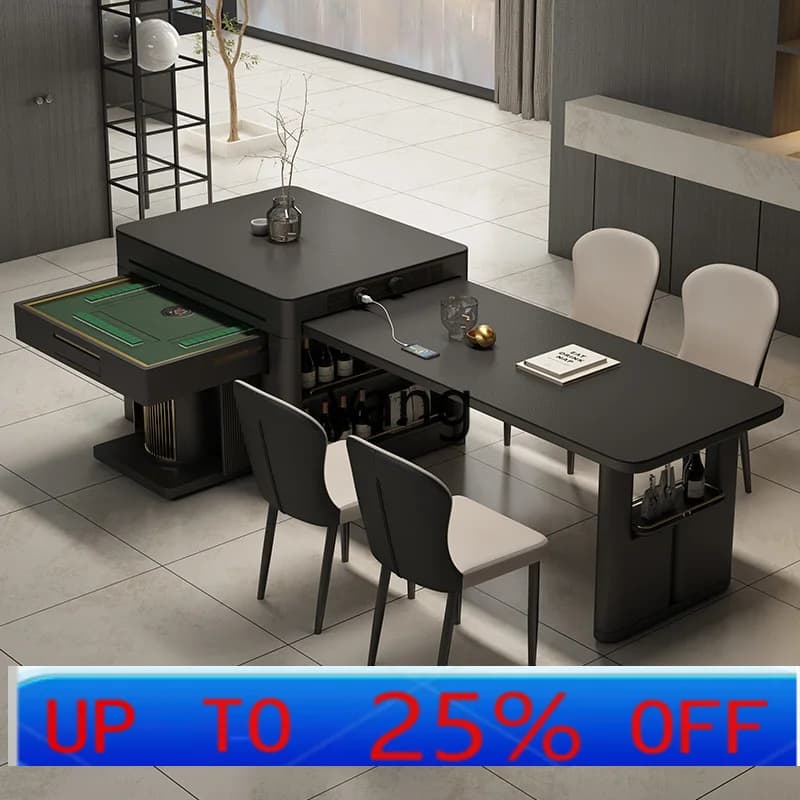 LHH  rock slab dining table mahjong table island desktop integrated dual-purpose retractable family restaurant