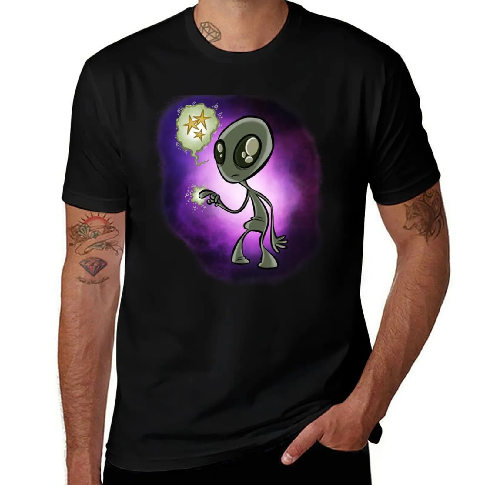 Alien in Spaaaace! T-Shirt Casual Light Summer Short Sleeve Top T-Shirt