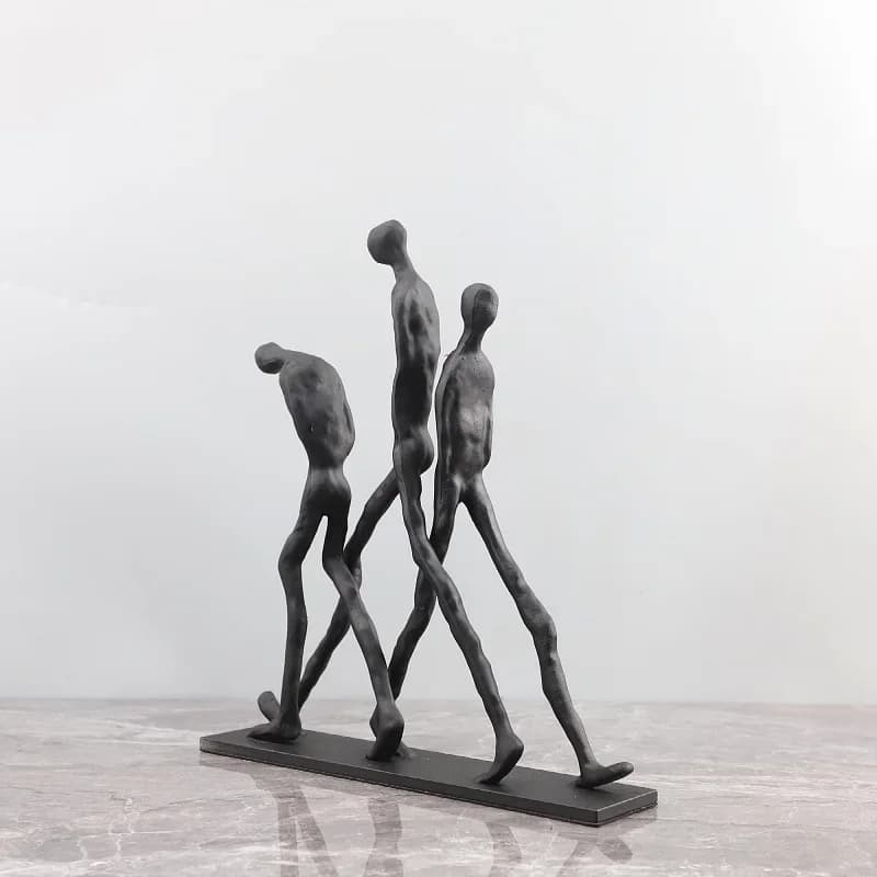 Abstract Walking Figure in Cast Iron Sculpture. Metal Art Statue. Suitable for Desktop Decoration in Homes and Offices.