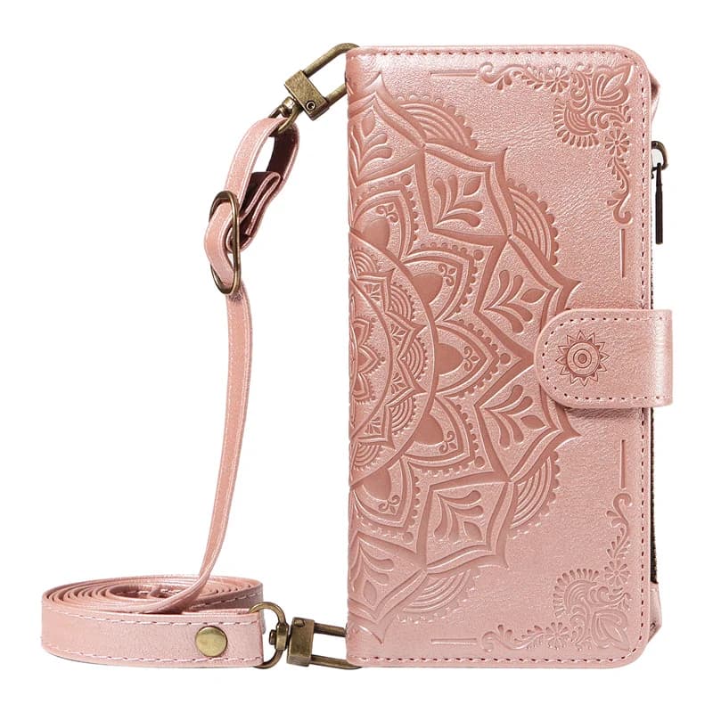 A6Pro Long Strap Zipper Wallet Case for OPPO A6 Pro A6T A6C A6X A5 A3 A60 A40 A80 A79 A78 A58 A98 A17 A16 A57 Case Leather Cover