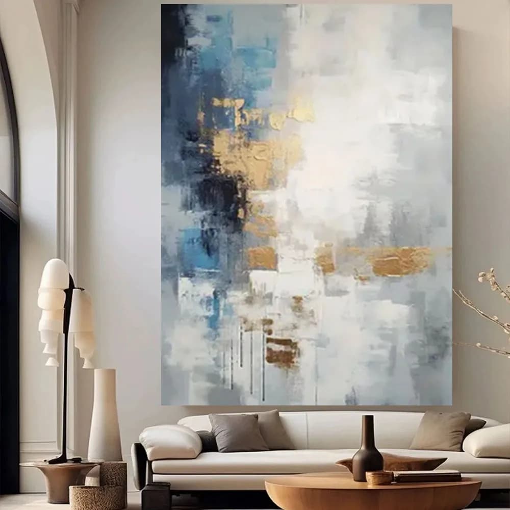 100% Hand Painted Abstract Oil Painting on Canvas blue Thick Textured Nice Wall Art Large Modern Living Room Decor Picture Gift