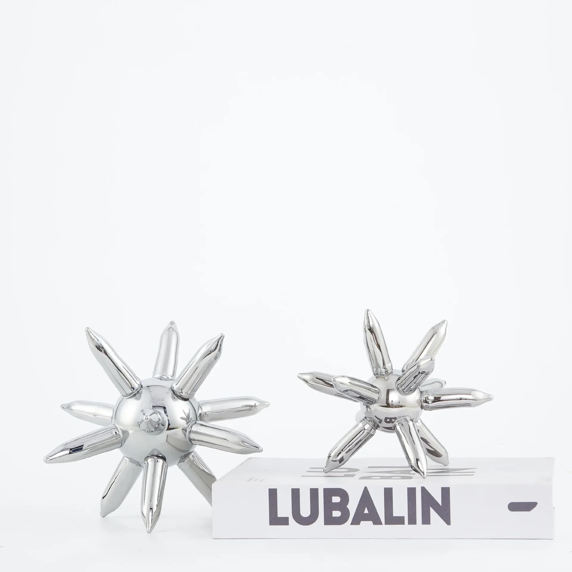 Glass Handicrafts Crystal Sea Urchin Figurine Geometric Crystal Ball Spike Ball Silver Molecule Home Decoration Accessories