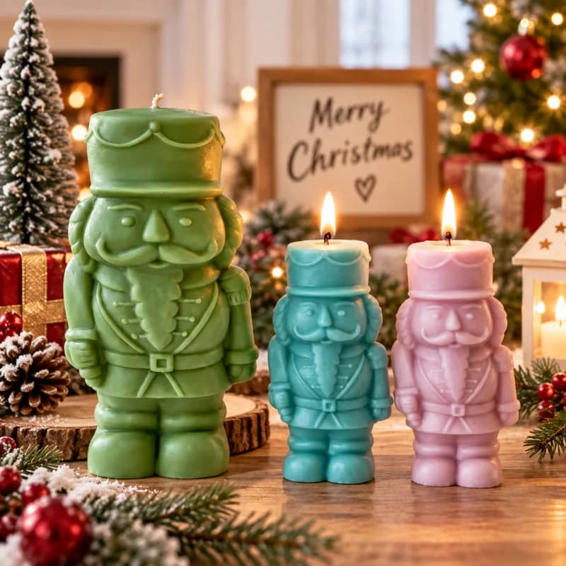 Christmas 3D Nutcracker Soldier Silicone Mould, DIY Aromatherapy Candle Wax Resin Plaster Mold For Xmas Home Decor Craft Gift