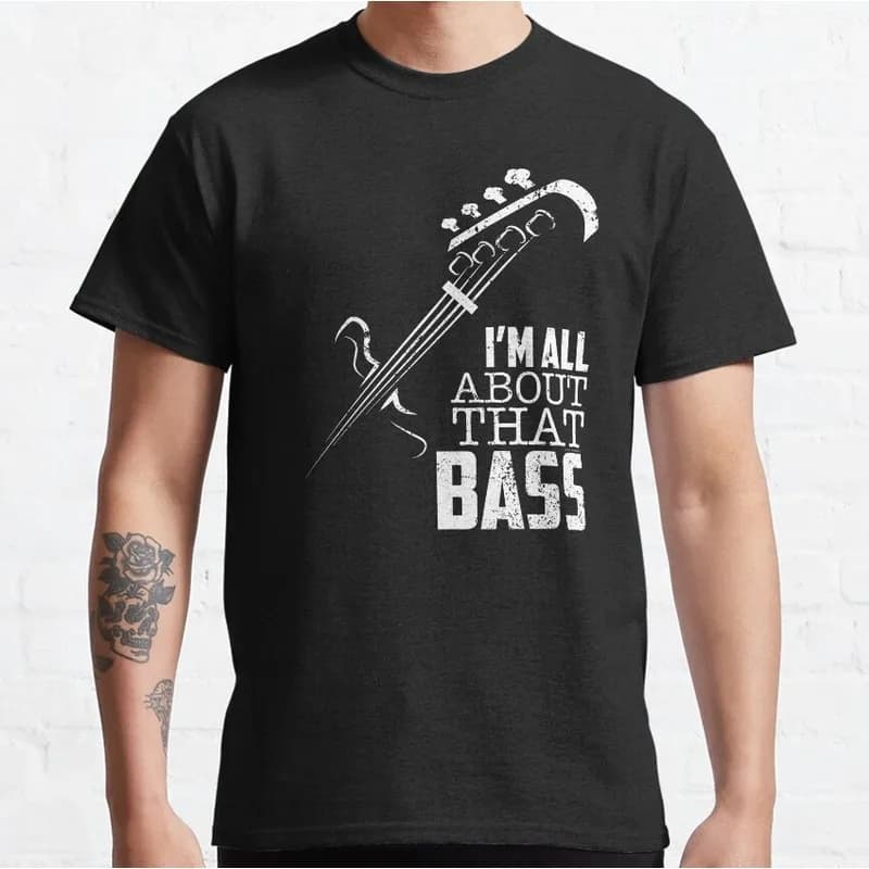 Im All About That Bass Guitar Graphic T-Shirt for Music Lover Bassist Rock Music Unisex Short Sleeve Tee Vintage Musician Tops
