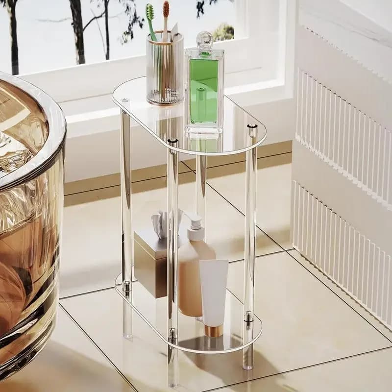 Luxury Table Side Transparent Tea Tables Auxiliary Table Acrylic Storage Cabet Nightsts Acrylic Italian Meubles Salon Furniture