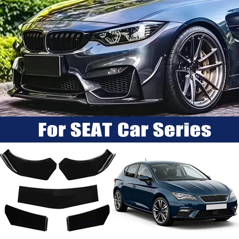 5Pcs ABS Front Bumper Lip Body Kit Spoiler Splitter Canard Trim Exterior Accessories For SEAT Ibiza Leon Arona Ateca Tarraco