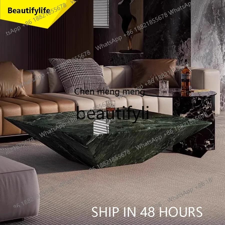 2003 Designer Natural Marble Tea Table Natural Luxury Stone Square Tea Table Living Room Set