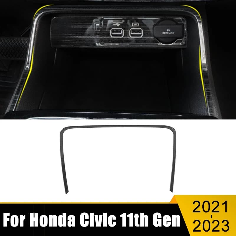 Stainless Car Central Control U-shaped Frame Sticker USB Frame Cover Trim For Honda Civic 11th Gen 2021 2022 2023 Accessories