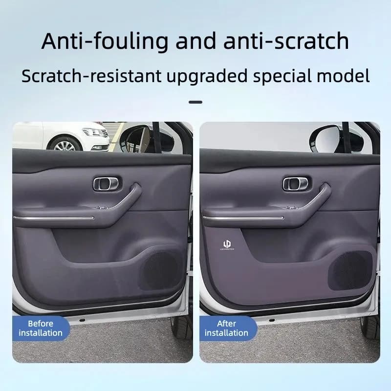For LEAPMOTOR C10 2024‑2027 Leather Door Anti‑Kick Pad Anti‑Scratch Door Panel Protector Interior Car Accessories