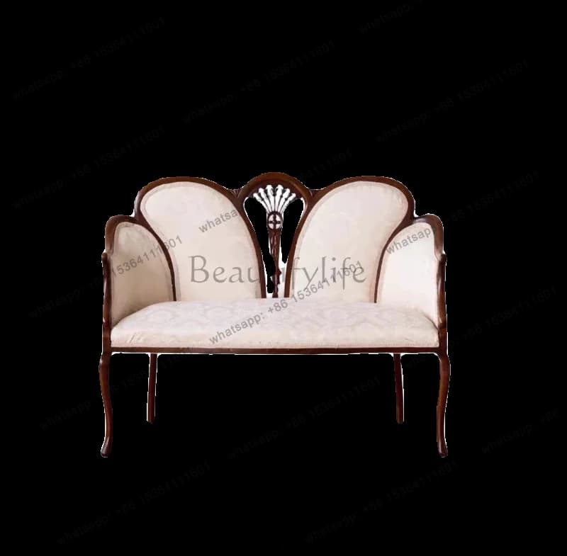 American retro solid wood sofa light luxury cloth embroidery sofa antique chair