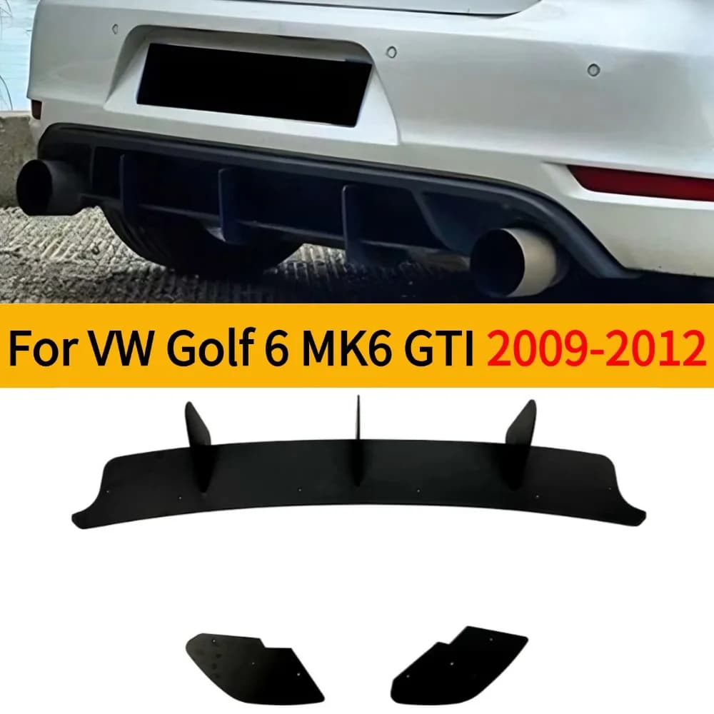 For VW Golf 6 MK6 GTI Rear Bumper Lower Diffuser Lip Guard Protector 2009-2012 Exterior Tail Lip Blade Decorative Bumper Cover