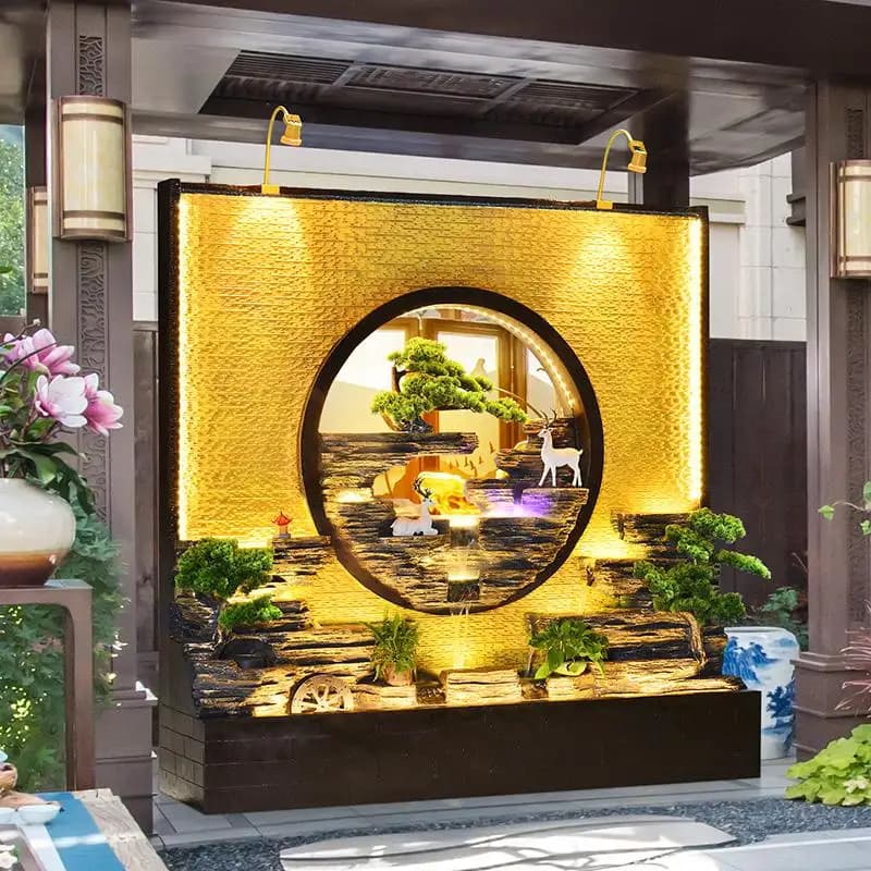 XL Rockery Fountain Ornament Villa Living Room Water Curtain Wall Water Flow Screen Office Partition Terrace