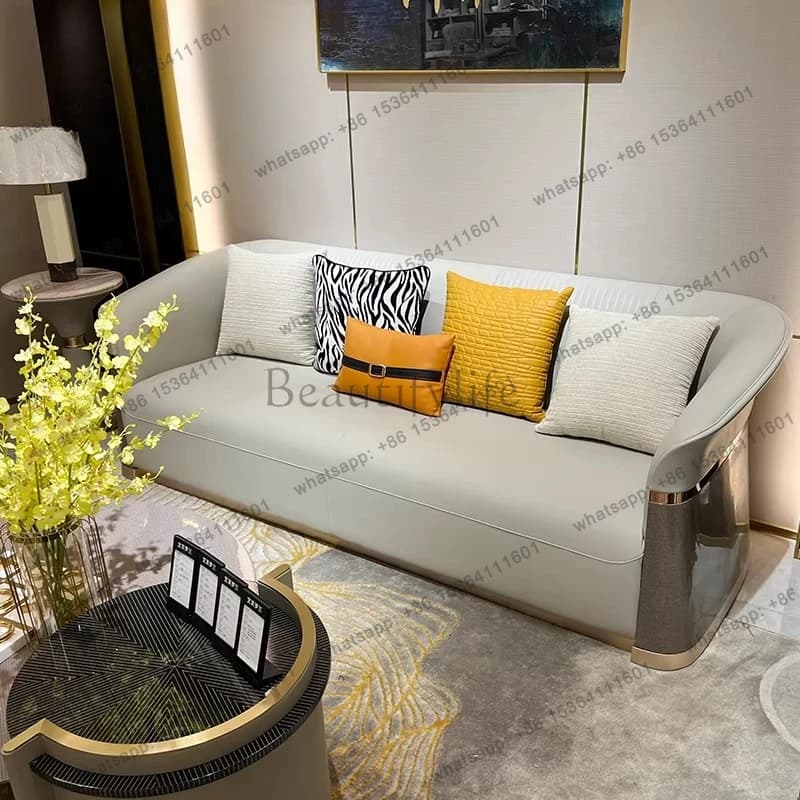 Italian light luxury leather sofa 123 combination modern simple whole house custom furniture
