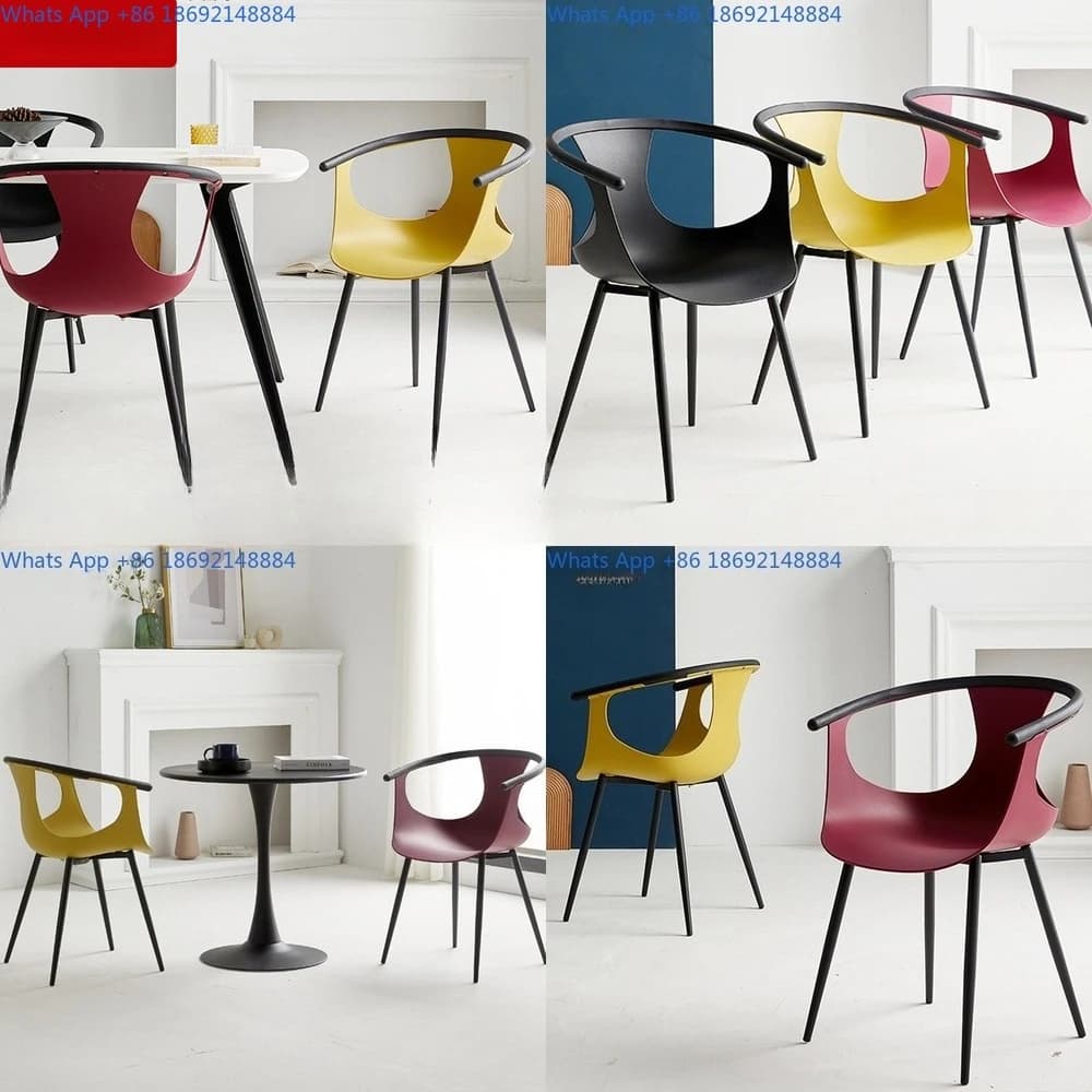 Creative Square Dining Chair with Thickened Plastic Backrest Stackable for Cafe Restaurant Lounge Office Use