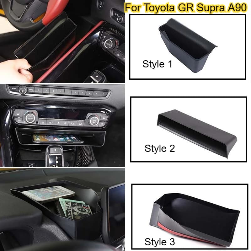 Fit For Toyota GR Supra MK5 A90 2019-2025 ABS Black Car Central Control Storage Box Multifunctional Phone Tray Car Accessories