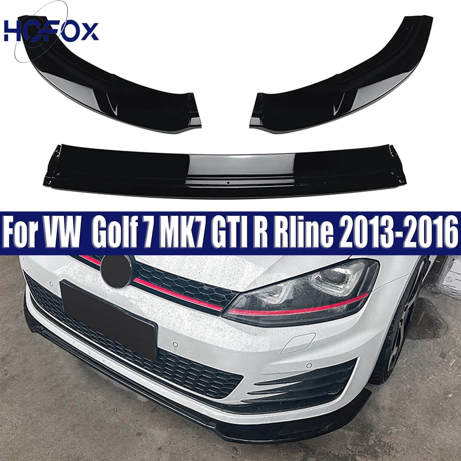 Front Bumper Lip Spoiler Lower Guard Plate Splitter Board Blade For VW Golf 7 MK7 GTI R Rline 2013-2016