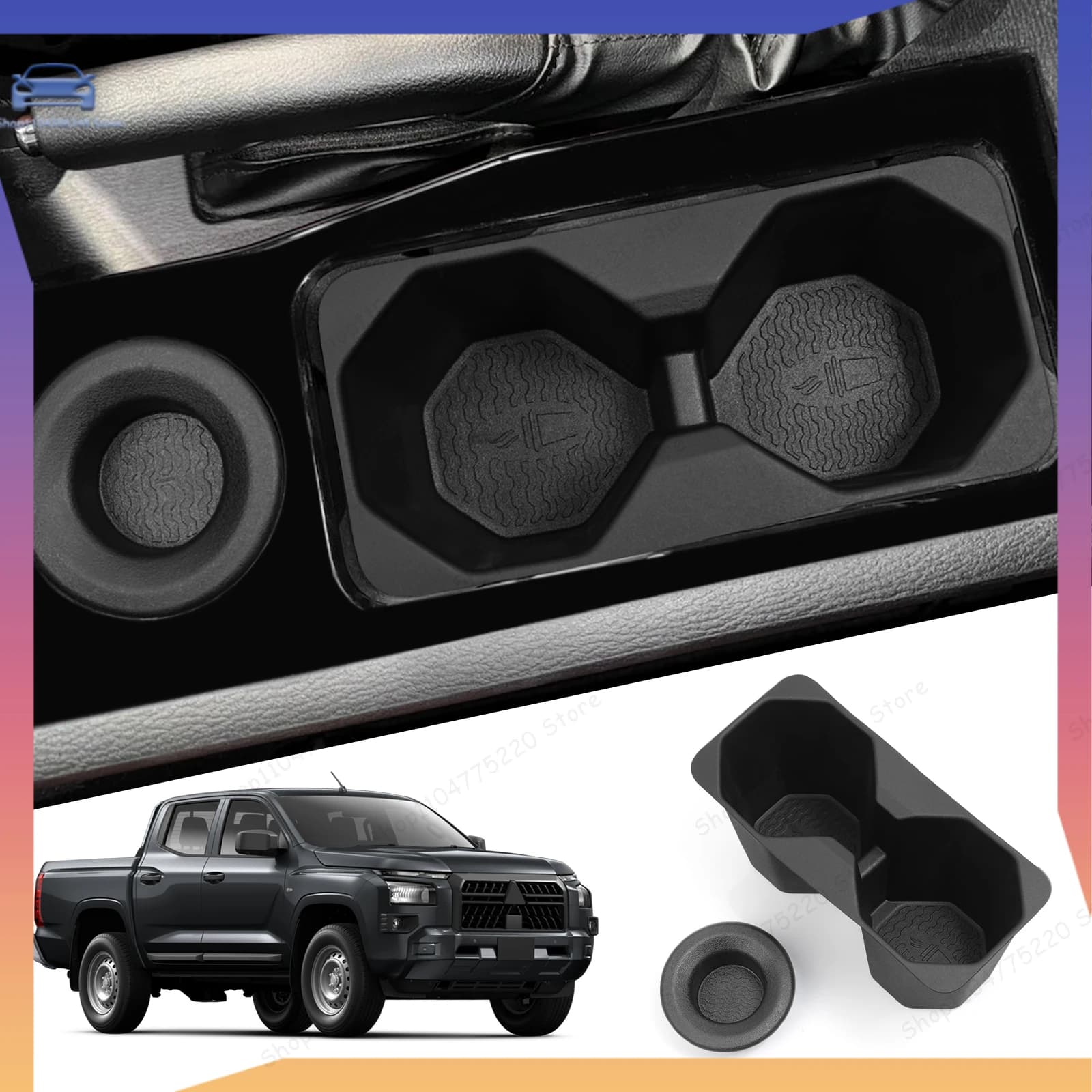 Cup Holder Storage Tray Shock-Absorbing TPE Tidying Car Accessories Black For Mitsubishi Triton 2024 2025