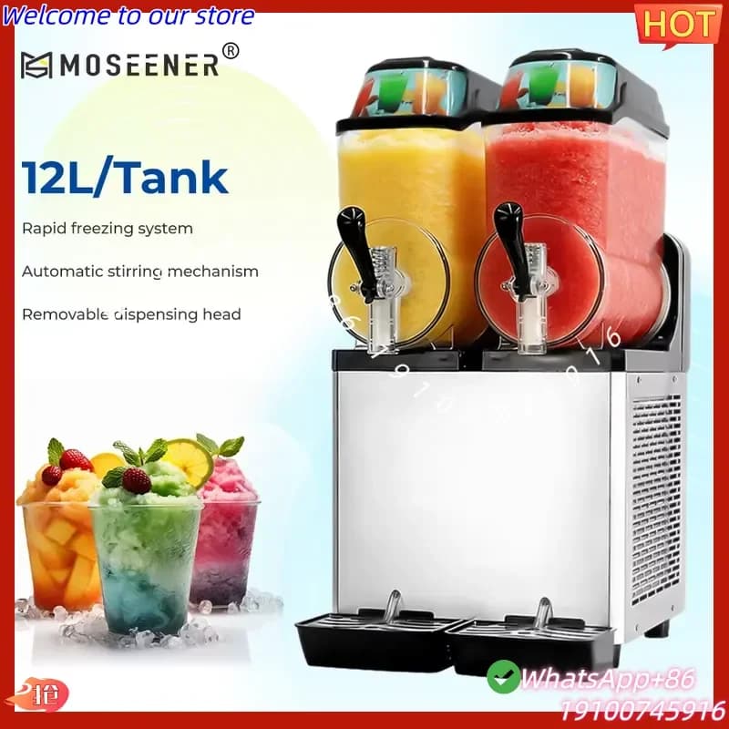 2026Hot Moseener Slushie Machine Boba Equipment SPACE 3 Bowls Commercial Slushy Machine Slushie Machine 12L X 3 Tank