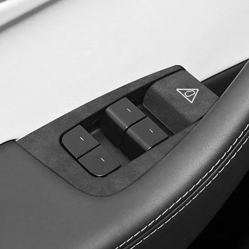 For Tesla Model Y (2025-) Car Window Control Panel Button Trim StickerMade of Alcantara Interior Accessories