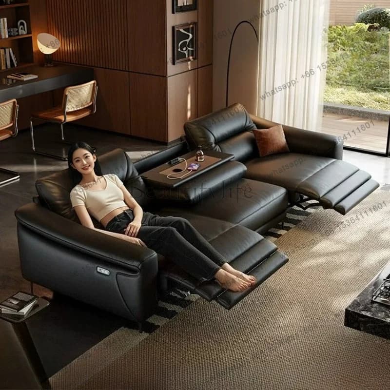 FG Home modern simple light luxury electric multifunctional leather sofa living room sofas and seating couch armchair furniture