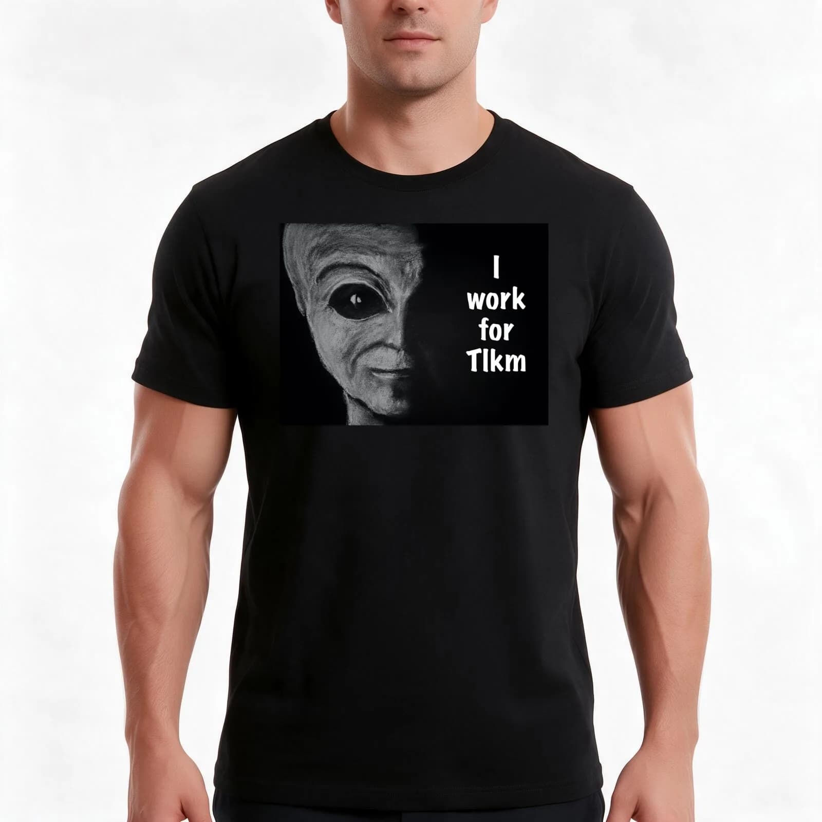 I work for Tlkm T-Shirt, Summer Casual Cotton Tee, Oversized Streetwear Tops, Vintage Graphic Print, Loose Fit Short Sleeve