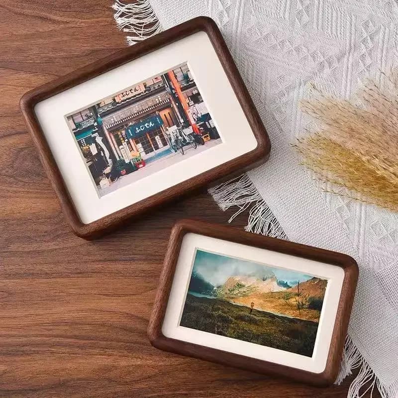 Premium Black Walnut Rounded Corner Mortise and Tenon Solid Wood Picture Frame Elegant Natural Wood Display Piece for Home Décor