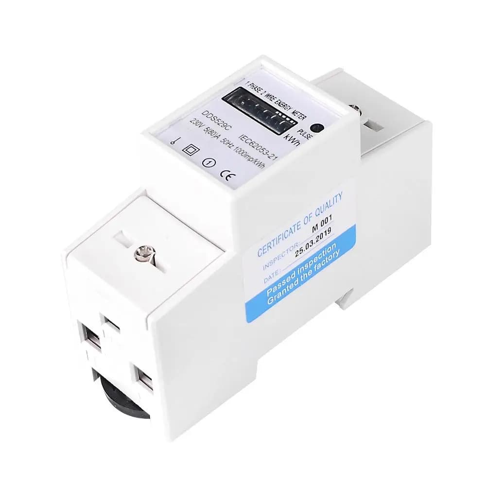 DDS529C1 Digital Single-phase 35mm Rail Type Energy Meter Counter AC 230V 5-80A Analog Watt Measurement Meter Mounting