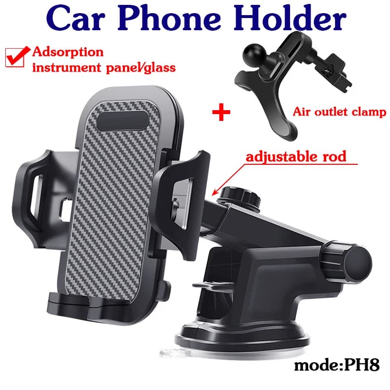 Universal Car Phone Holder Suction Cup Air Vent Auto Locking Adjustable Mobile Bracket for iPhone Xiaomi Huawei