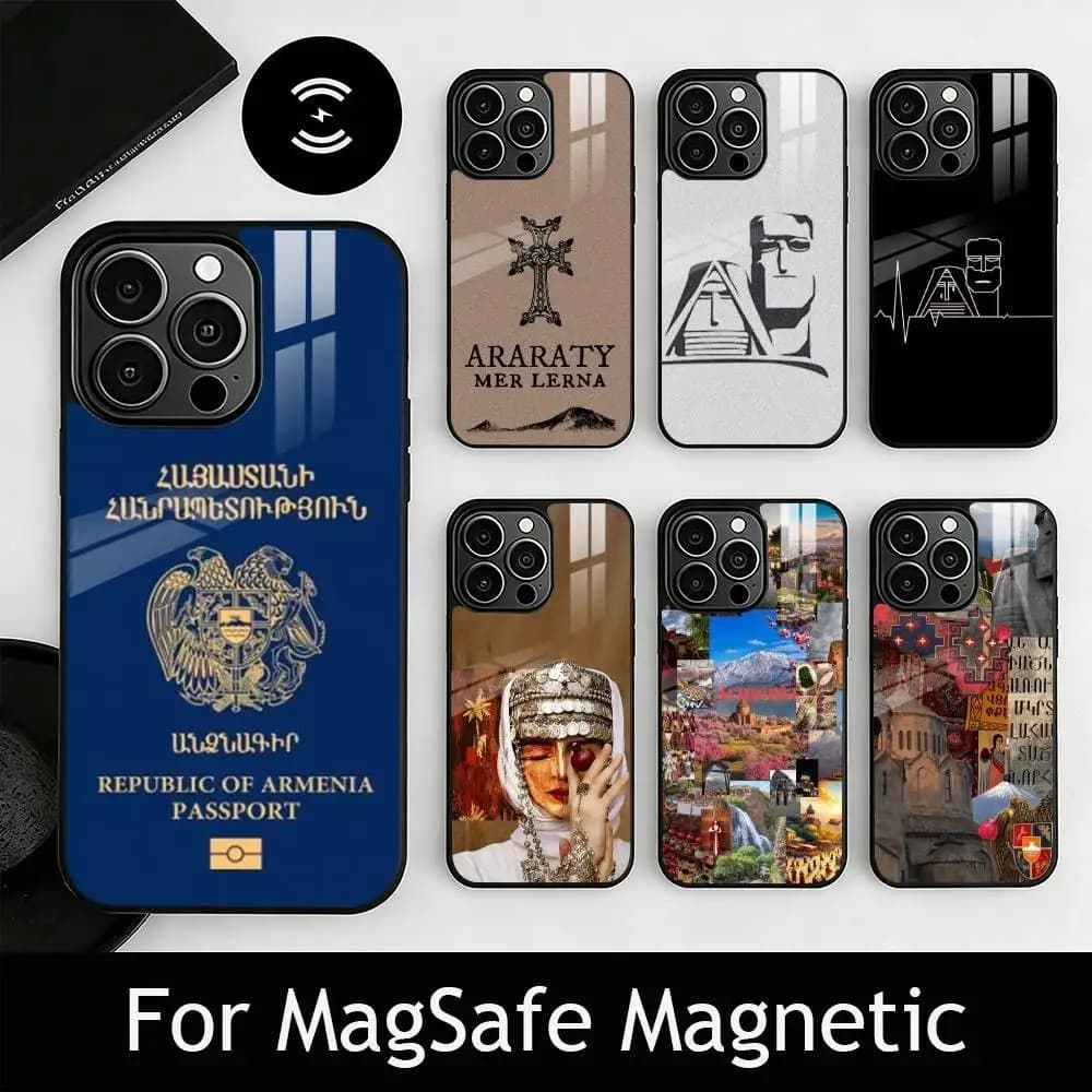 A-Armenia F-Flag Passport art Phone Case For iPhone17,16,15,14,13,12,11 Plus,Pro Magnetic with Magsafe Wireless Charging