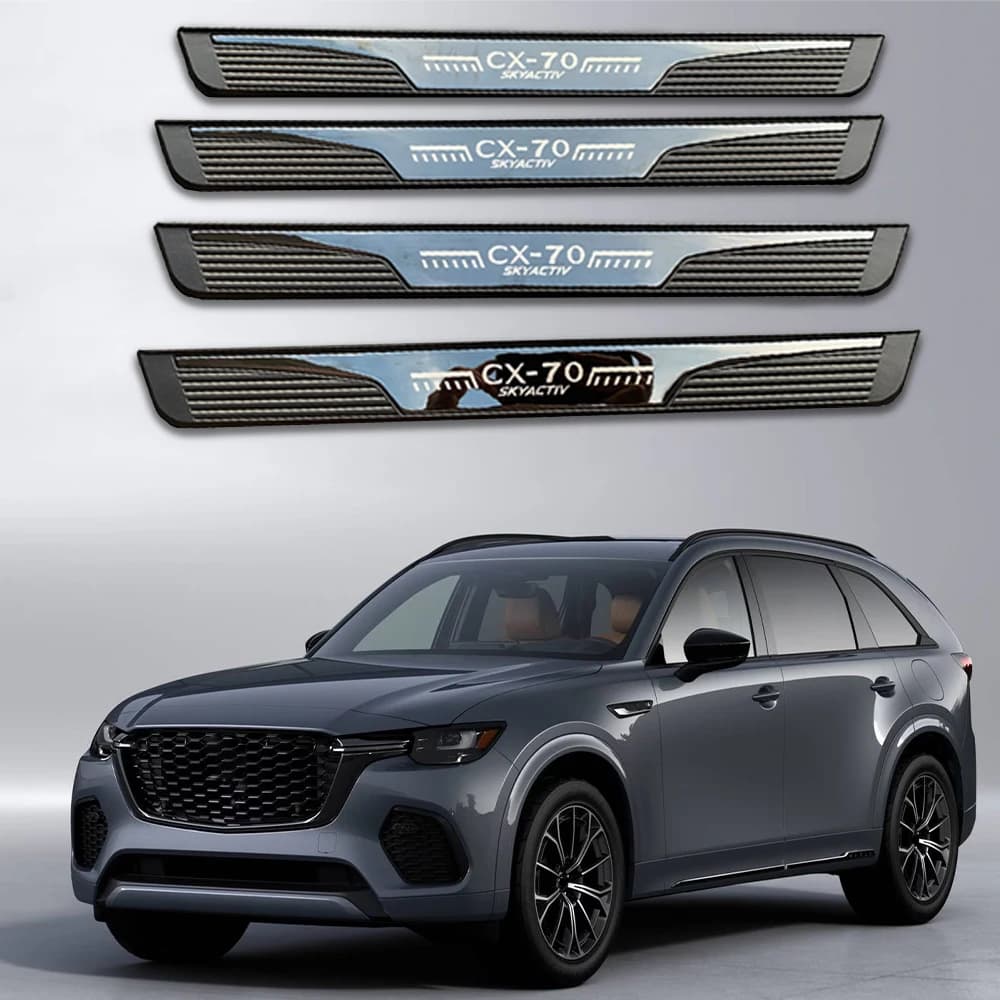 Car Door Sill Protector Scuff Plate Trim For Mazda CX-70 CX70 Accessories Auto Parts Threshold Pedal Styling Stickers 2025