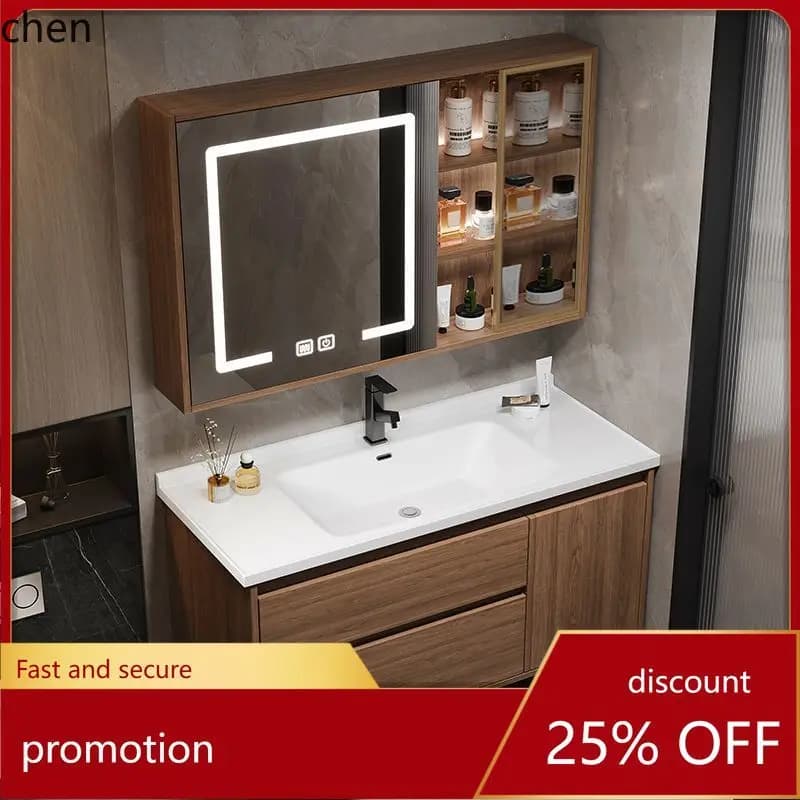 HT Washbasin Cabinet Combination Ceramic Integrated Full Set Basin Cabinet  Washbasin Cabinet Combination Integrated Type