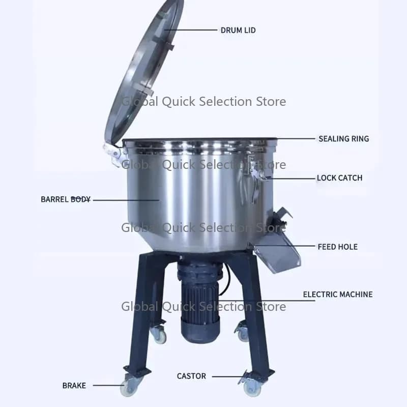 Stainless Steel Poultry Farming Animal Feeds Plastic Dry Powder Mixer Blender Machine 50KG Dual-purpose Seed Mixed Feed Mixer